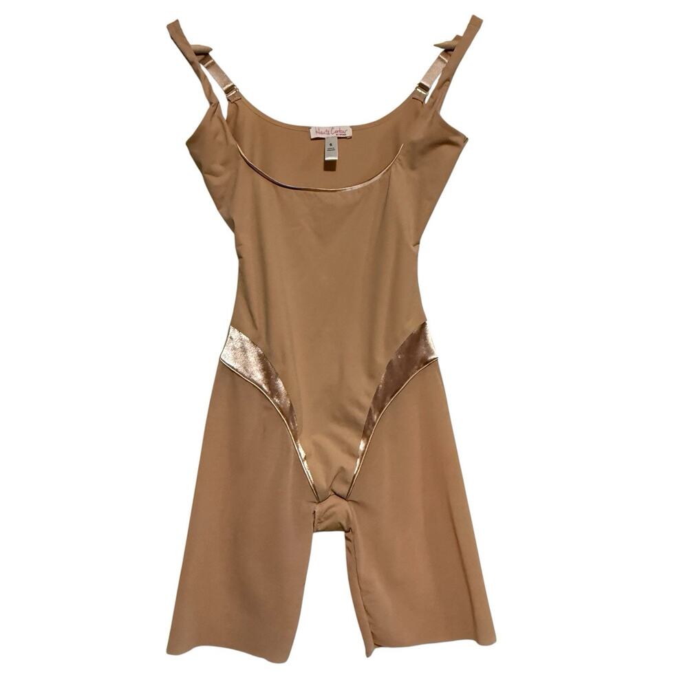 Haute Contour by SPANX Shapewear SIZE SMALL bodysuit Nude Thigh Sheer Open Bust